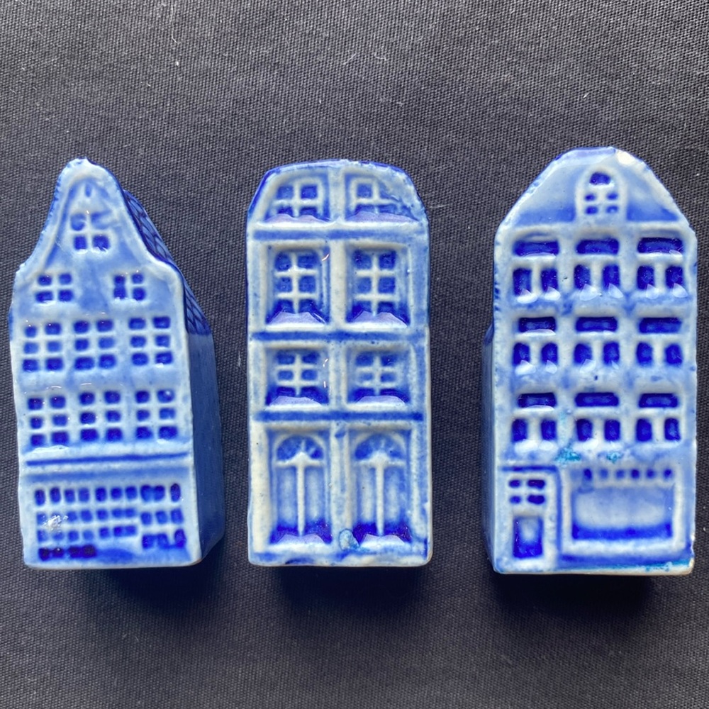 Vintage Hand Painted Delfts Blue Holland Canal Houses